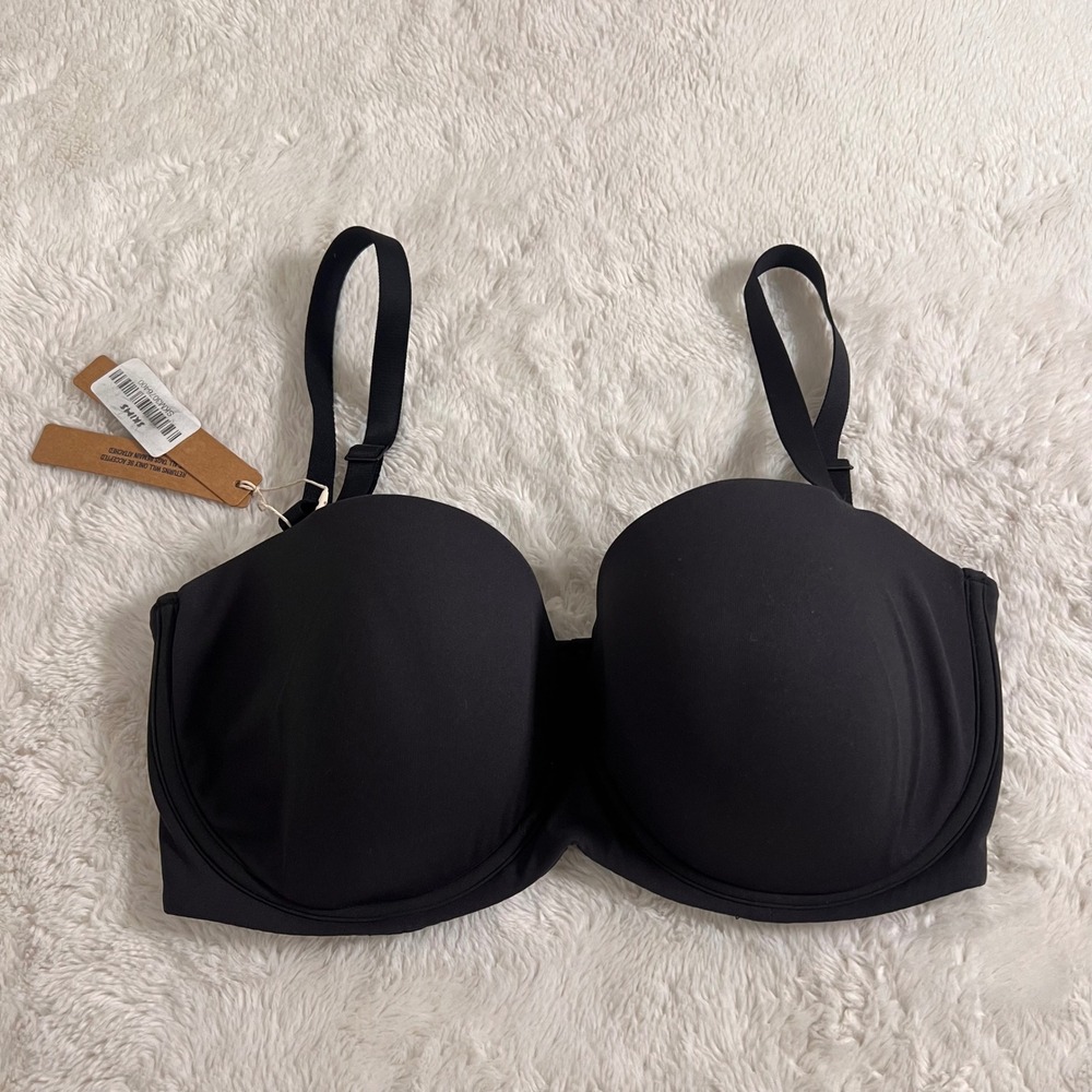 Skims Womens Fits Everybody Strapless Bra Onyx Black BABAN-3161 Size 34DDD NWT